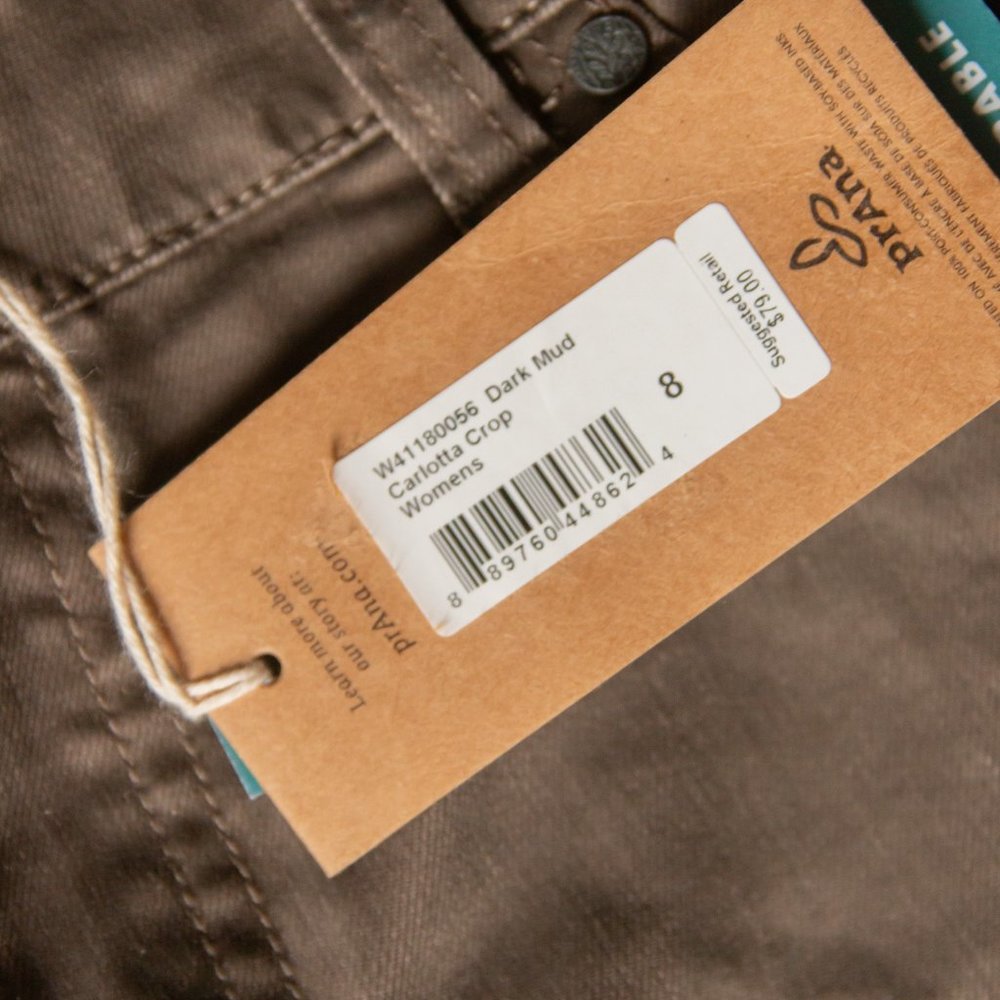 NEW Prana Carlotta Crop Dark Mud Mid Rise Skinny Ankle Pants Sz 8 / 29 - Picture 4 of 10